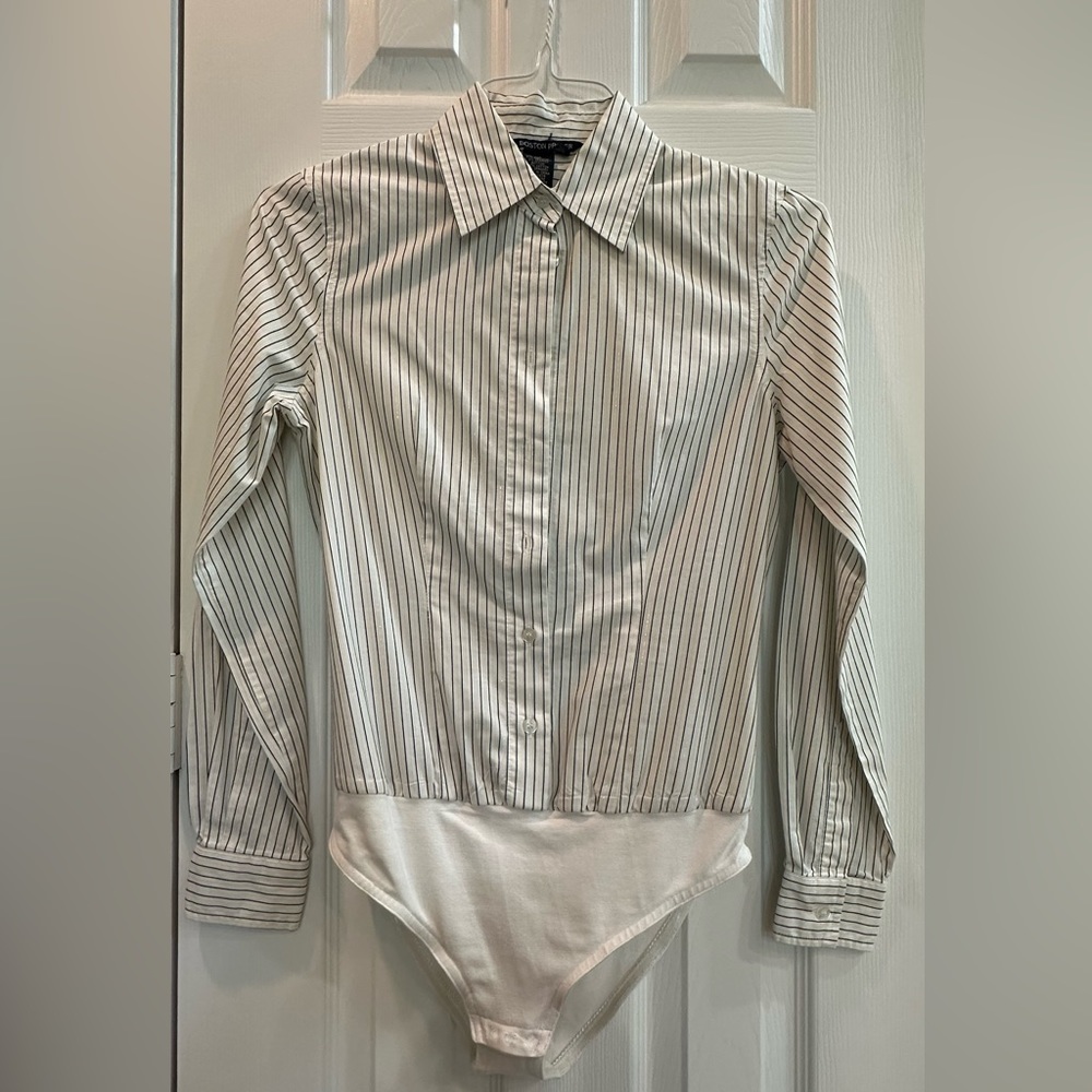 Boston Proper bodysuit, size 4. White with black stripes.